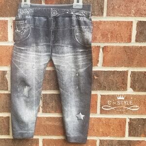 "Distressed Jeans" Toddler Size 2-3 Stretch Leggings🌸